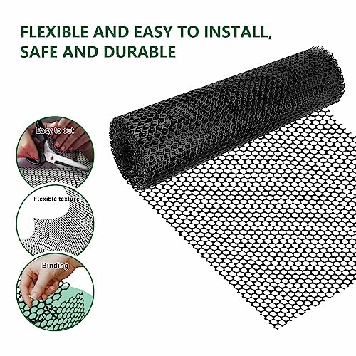 15.7 in x 19.7 FT Plastic Chicken Wire Fencing,Comes with 30 Twist Ties, Black Chicken Wire mesh,Poultry Netting,Poultry Fence,Chicken Wire for Crafts,Plastic Garden Fencing,Floral Chicken Wire - size: 15.7IN*19.7FT