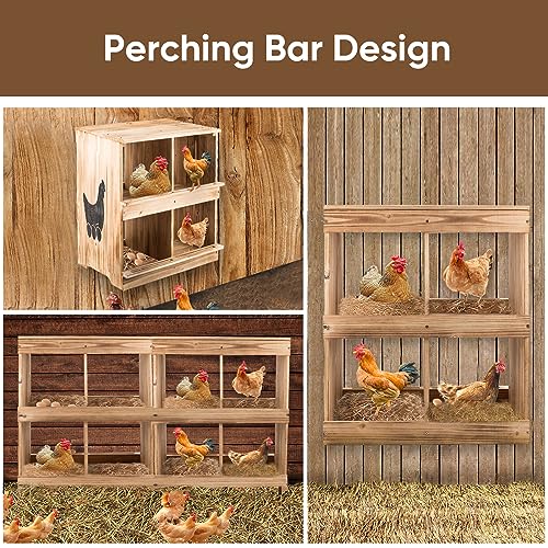 Nesting Boxes for Chickens - Wooden Chicken Nesting Box for Poultry Heavy Duty 4 Compartments Laying Eggs Nest Box Wall Mount for Chickens, Hens, Ducks