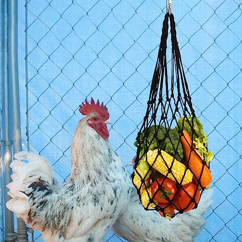 4Pcs Chicken Vegetable String Bag Poultry Fruit Holder Chicken Cabbage Feeder Treat Feeding Tool with Hook for Hens Chicken Coop Toy for Hen Goose Duck - color: Multicolor