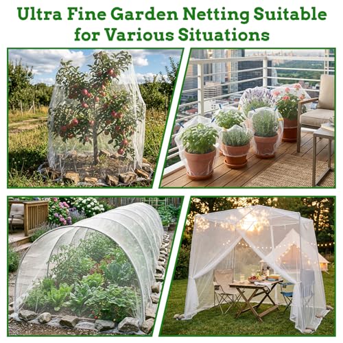 Ultra Fine 4'x10' Garden Netting,Pest Barrier & Bird Netting, Plant Mesh Net Row Cover for Garden,Greenhouse,Patio,Raised Beds, Protecting Vegetables, Flowers, Trees - size: 4'X10'