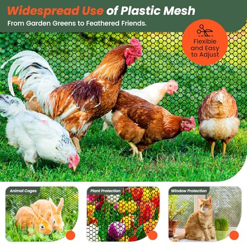 Toolterritary Plastic Wire Mesh 36IN x 100FT Chicken Wire Fencing for Floral Arrangements, Chicken Wire Mesh for Crafts with 100 Pcs Zip Ties,Gaden Netting for Dogs, Deers, Poultry - color: Black, size: 36IN x 100FT