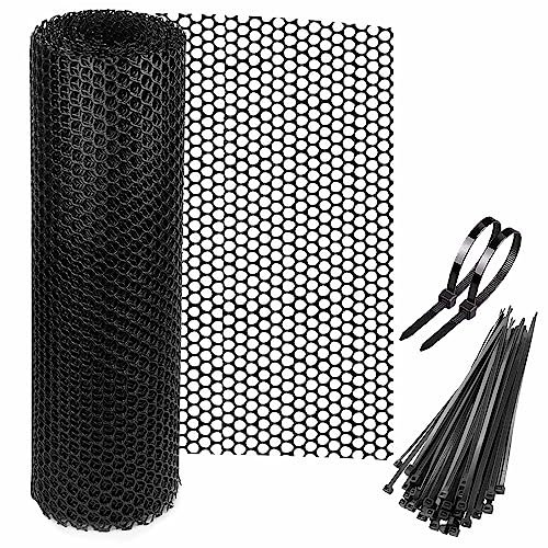 15.7 in x 19.7 FT Plastic Chicken Wire Fencing,Comes with 30 Twist Ties, Black Chicken Wire mesh,Poultry Netting,Poultry Fence,Chicken Wire for Crafts,Plastic Garden Fencing,Floral Chicken Wire - size: 15.7IN*19.7FT