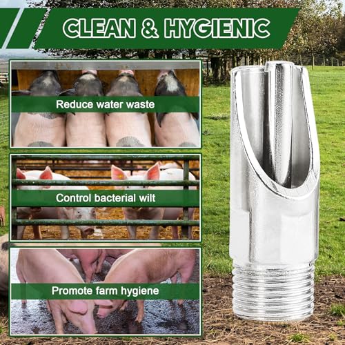 MAOPINER 20PCS Stainless Steel Pig Water Nipples, 1/2" NPT Drinking Valves | Pig Drinking Nipples for Piglets, Hogs and Farm Livestock, Durable Water Dispenser Parts for Animal Feeding Systems