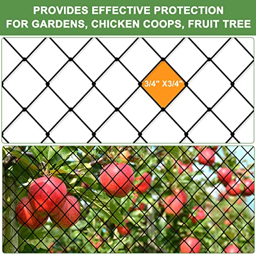 Bird Netting 25'x50'with 3/4" Square Mesh, Heavy Duty Nylon Garden Netting | Poultry Netting for Chicken Coop, Fruit Tree Netting for Orchard Against Squirrels, Deer, Hawk, Aviary Net - size: 3/4", 25' x 50'