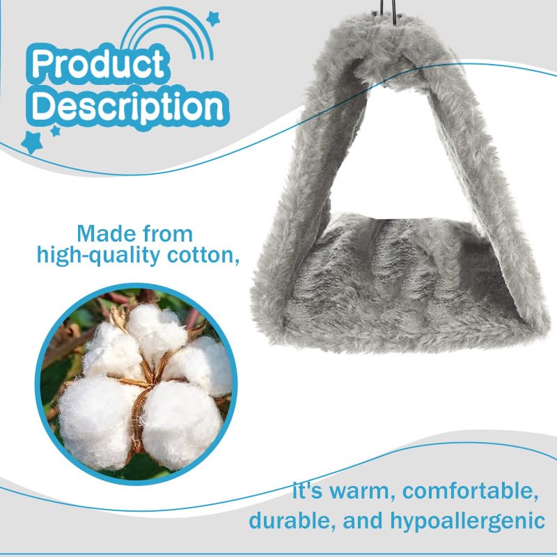 Bird Nest Snuggle Hut Soft Plush Hammock Hanging Cage Tent for Birds Parrot Winter Warm Bed Pet Toy for Hamster Parrot Macaw Budgies Eclectus Parakeet Cockatiels Cockatoo Lovebird (M, Grey) - color: Grey