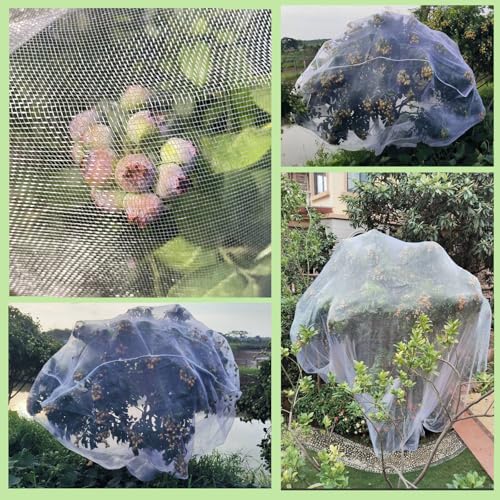 Bird Netting for Fruit Trees with Zipper, 2 Pack 3.3x4.6 ft Garden Netting Cover for Blueberry Bushes/Tomatoes, Include Owl Deterrent Reflective Tapes & Storage Straps - size: 3.3×4.6 ft