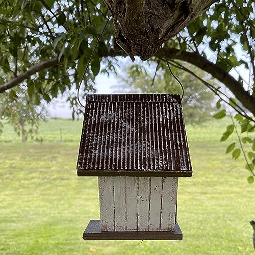 Shiplap Wren House - White Wood | 1.125-Inch Entrance Hole Sized for Wrens - Rear Clean-Out, Cable Hanger, Arrives Fully Assembled