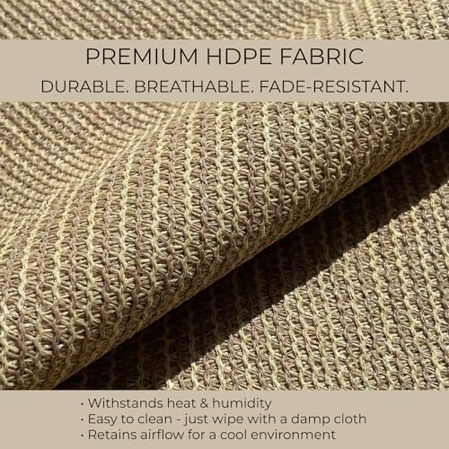 Outdoor Patio Roll Up Shade for Use on Exterior Porch, Patio, Window and More | High Density Polyethylene Privacy Screen Blocks 84% of UV Rays | Hardware Included | 6 ft Wide | White Sand - color: White Sand, size: 72"W x 72"H