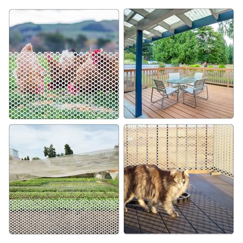 Upgraded 15.7IN x 33FT ABS Plastic Chicken White Wire Fence Mesh, Poultry Fencing, Hexagonal Fencing Wire for Gardening, Construction Barrier Netting, Chicken Wire Frame Crafts, Floral Netting - color: White