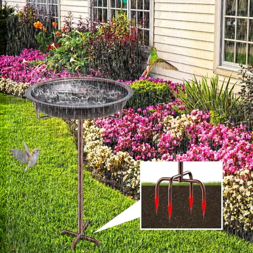 Metal Bird Bath for Outside Garden Birdbath Bowl, 36.2" Height Freestanding Bird Feeders for Outdoors with 4 Prongs Base Stake, Standing Birdfeeders for Yard Lawn Decor (Retro Copper) - color: Retro Copper