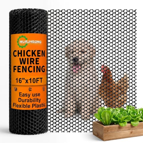 Plastic Wire Mesh Fence 16in x 10Ft Plastic Chicken Wire Mesh for Poultry, Dogs, Rabbit, Snake Barrier & Gardening Versatile Plastic Fencing (16in x 10Ft, Black) - color: Black, size: 16in x 10Ft