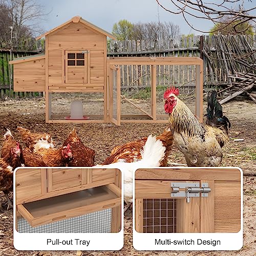 GOJOOASIS Wooden Chicken Coop for 2-5 Chickens Outdoor Wooden Hen House Poultry Pet Hutch for Backyard Outdoor w/Tray Run Cage & Nesting Box(A) - size: A