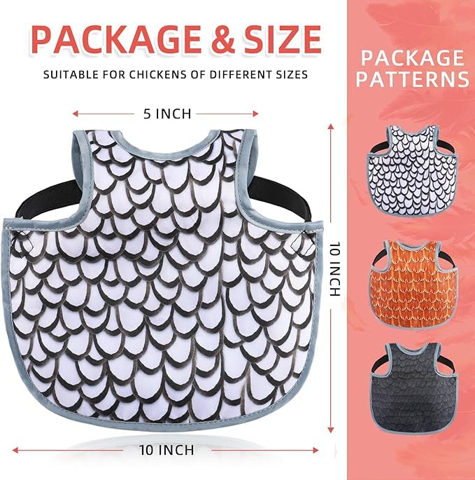 Chicken Saddles for hens, Chicken Hen Mating Saddle | Chicken Apron Back Protector for Hens With Adjustable Strap - color: White
