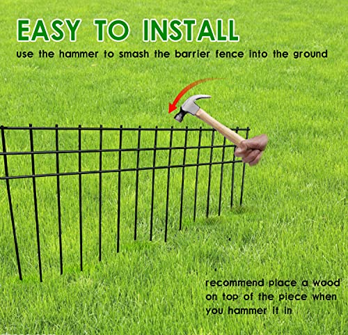 24x15-inch No Dig Animal Barrier Fence, 20 Pack Black Dig Protective Fence with 1.5 inch Spike spacing, Dog/Rabbit/Groundhog Underground Defence, for Outdoor Garden Patio - size: 20 pack 24x15-inch black