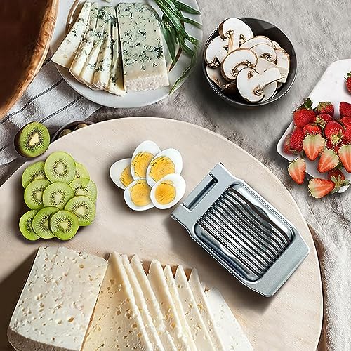 Egg Slicer, Aluminum Cutter with Stainless Steel Wires | Even slicer for hard boiled eggs, strawberries, mushrooms and other soft foods for salads, sandwiches and meal prep