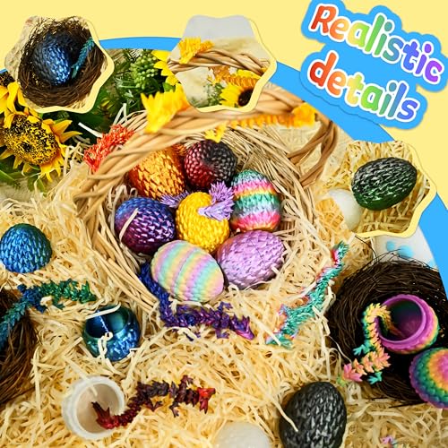 Impossmaker 12pcs 3D Printed Dragon Eggs, Prefilled Easter Dragon Egg with Dragon Toy, Easter Basket Stuffer, Goodie Bag Fillers, Easter Egg Hunt, Unique Easter Basket Gifts for Kids - style: 12P-S1