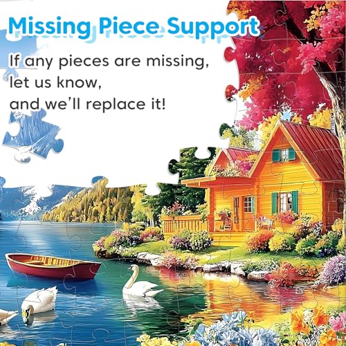 4 Pack 100 Piece Puzzles, Large Piece Jigsaw Puzzle for Kids Ages 5-8 | 4 Themed Landscape Puzzle Set Educational Toys for Girls Boys, Fun Learning Activity Puzzle Games for Children Ages 4-10 - style: Swan Lake Autumn Forest Cabin Lighthouse