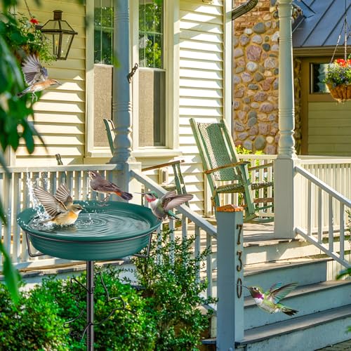 Bird Baths for Outdoors, Detachable Birdbaths for The Garden Clearance, Heavy Duty Freestanding Bird Baths, Bird Bath Bowl Spa & Birdfeeder with 5-Pronged Metal Stake Stand (Green-2) - color: Green-2