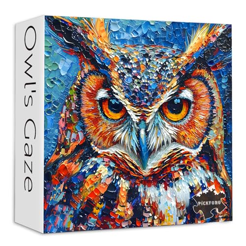 PICKFORU Owl Puzzles 1000 Pieces, Bird Art Hard, Impossible Difficult Jigsaw Puzzles 1000 Pieces Owl Painting Challenging - style: Z-423-Owl Painting Puzzle