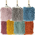 7pcs Soft Chenille Hanging Hand Towels, Quick Dry, Cute Hedgehog Pattern, Bathroom & Kitchen Towels with Hanging Loop, Absorbent, Dustproof - color: Colorful