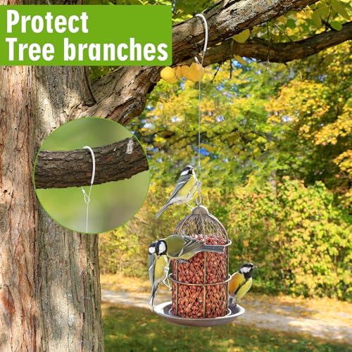 4pcs Bird Feeder Hanger for Tree with S-Hook Hanging Cable Tree Limb Protector with Silicone Sleeve Flexible Stainless Steel Cable for Heavy Bird Feeders, Plants, Baths (48inch) - size: 48Inch