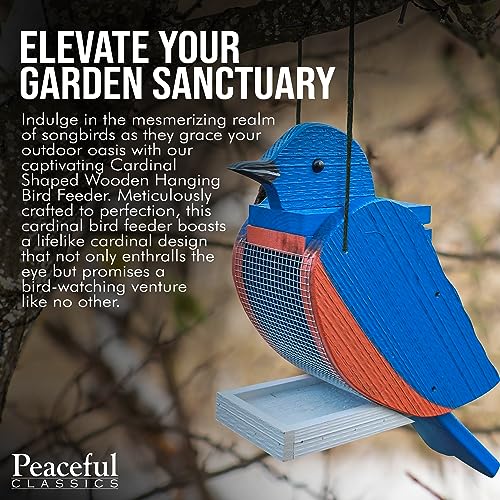 Peaceful Classics Bluebird Bird Feeder, Wooden, Hanging, Easy Refill Top, Seed, Fruit, Nectar - color: Bluebird