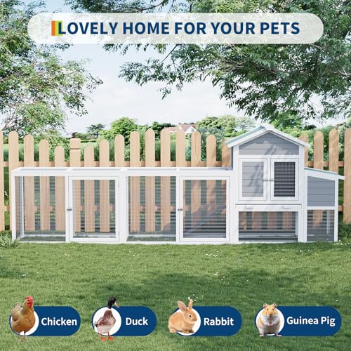 122" Large Chicken Coop with Run, Wooden Hen House for Chickens, Poultry Cage Rabbit Hutch Duck House, Nesting Box Sloped Asphalt Roof