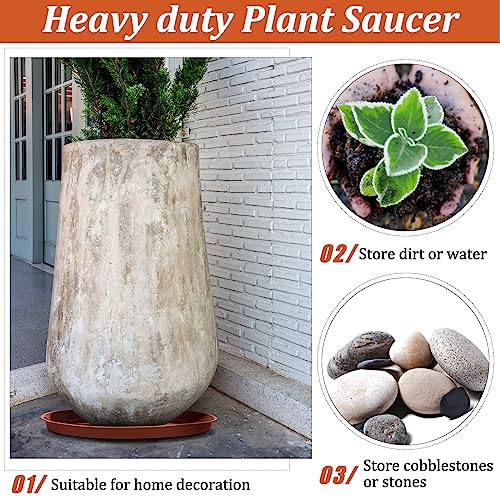 Eccliy 6 Pack Plastic Plant Saucer Heavy Duty Planter Saucers Large Plant Pot Saucers Plastic Water Trays for Indoors and Outdoors Flower Plant Plant Drip (Terracotta,23 Inch) - color: Terracotta, size: 23 Inch, style: Round