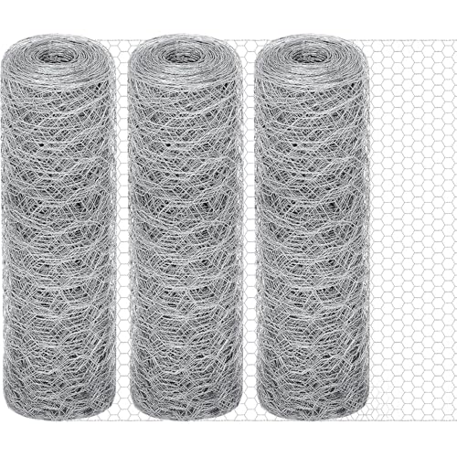 GlikCeil 12 in x 300 ft Chicken Wire Mesh Fencing for Floral Garden, 23 Gauge Silver Galvanized Steel Wire, 1 Inch Hexagonal Hardware Cloth Netting for Farm Crafts Poultry Coop Barrier Rabbit Cage - color: Silver, size: 12 in x 300 ft