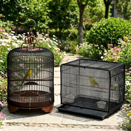 Adjustable Bird Cage Seed Catcher, Black Bird Cage Net Birdcage Cover Skirt Nylon Mesh Netting, Stretchy Birds Cages Guard for Parrot Parakeet Macaw African Any Cages Cover