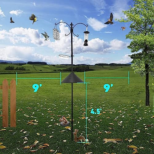 EasyGo Product Squirrel Proof Bird Station - 81 Inch Powder Coated Steel Pole With Baffle - 2 Feeders and 1 Peanut Feeder - 5 Prong Base - PATENTS Pending - color: Pole Included Feeder 2 New