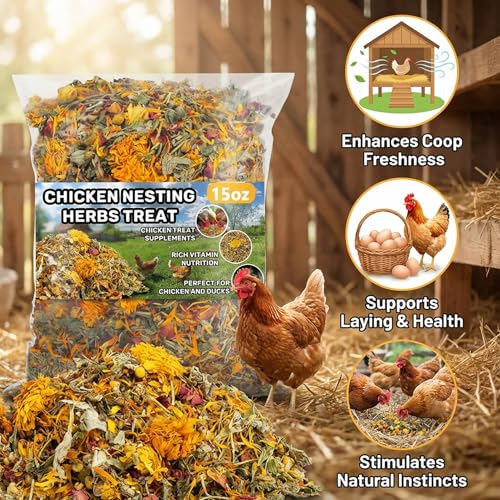 MAQIHAN 15oz Chicken Nesting Herbs - Natural Dried Poultry Herbs for Coop | Nesting Herbs for Chicken Coop Accessories, Coop Refresher, Bedding Decor, Nesting Box, Laying Hens, Daily Chicken Supplies - size: 15 Ounce (Pack of 1)