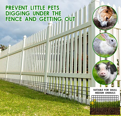 24x15-inch No Dig Animal Barrier Fence, 20 Pack Black Dig Protective Fence with 1.5 inch Spike spacing, Dog/Rabbit/Groundhog Underground Defence, for Outdoor Garden Patio - size: 20 pack 24x15-inch black