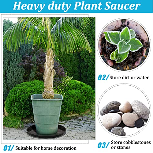 Eccliy 6 Pack Plastic Plant Saucer Heavy Duty Planter Saucers Large Plant Pot Saucers Plastic Water Trays for Indoors and Outdoors Flower Plant Plant Drip (Black,23 Inch) - color: Black, size: 23 Inch, style: Round