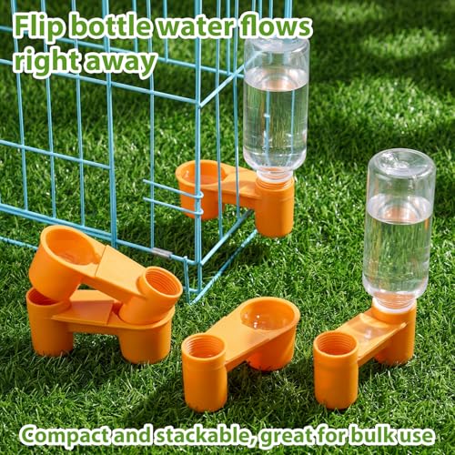 LemonRoad 24 Pcs Bird Drinker Feeder Cups Plastic Water Bottle Cup for Cage Ideal for Pigeon Bottle Chicken Quail Poultry Waterer Accessories (Yellow) - color: Yellow