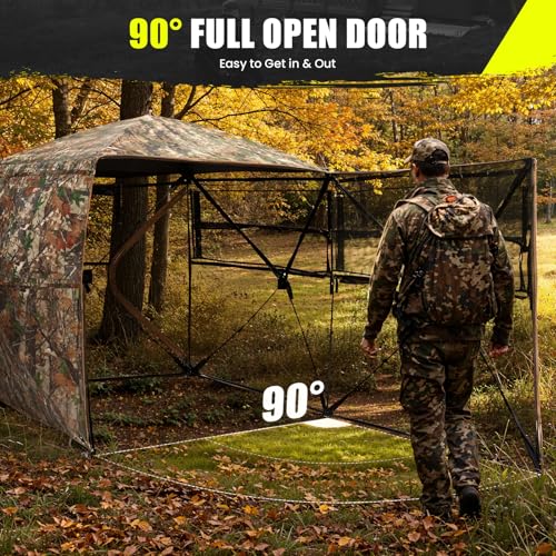 Portable Hunting Blind - 270°/288°/360°See Through with Floor Mat Dual Door - size: 360° See Through(2-3 Person)