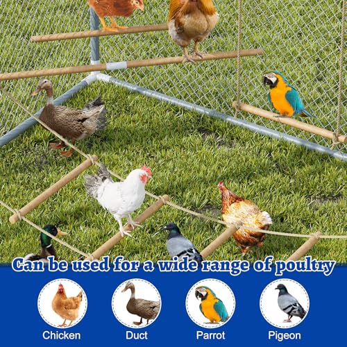 Chicken Roosting Perch Chicken Ladder Chicken Swing for Coop, Adjustable Length Chicken Roosting Bars for Poultry and Chickens, Chicken Run Toys Accessories, Easy to Install & Clean