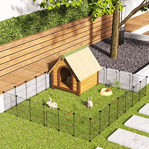 Pet Playpen, Small Animal Cage DIY Wire Fence with Door 15 Panels, Black | Portable Yard Fence for Indoor or Outdoor, for Small Animal, Puppies, Kitties, Bunny, Guinea Pigs, Turtle - style: Black