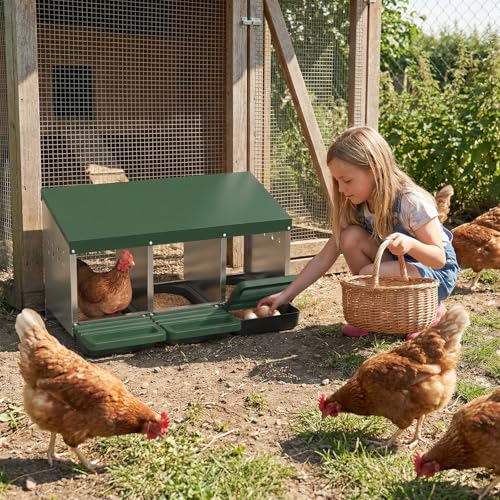 Garvee 3-Hole Chicken Nesting Box with Removable Lid, Metal Chicken Coop with Roll Away Design/Easy Egg Collection/Ventilation Holes, for Chicken Coops, Duck Coops and Hens (Green) - color: GREEN, size: 3-Hole