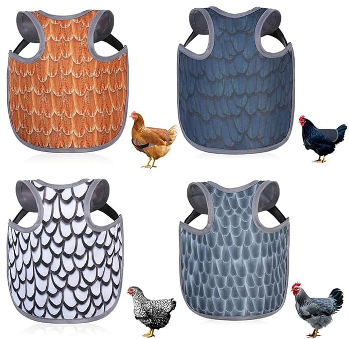 MWYSN Chicken Saddle for Hens - Adjustable Hen Apron with Straps | Lightweight Chicken Vest Jacket for Back & Feather Protection (Black, White, Yellow, Gray)