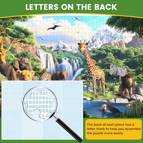 1000 Pieces Puzzles for Adults,Animal World Jigsaw Puzzles 1000 Pieces | Lions Elephants Giraffe Animals Puzzles Games Unique Cool Puzzles Family Activity Great Gift for Family Friends 28x20 in - style: Animals