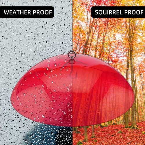 4 Pcs 10.2 Inch Plastic Bird Feeders Dome Cover for Hanging Hummingbird Feeder Weather Guard Protective Dome Squirrel Baffle for Bird Feeder Pole Covers(Red) - color: Red
