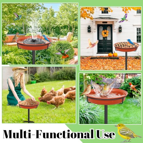 39In Freestanding Birdbaths Bowl Outdoor, Standing Garden Bird Bath Bird Feeder Bowl with Metal Stake, Detachable Decoration Spa Birdfeeder for Garden Patio Yard Lawn, 4 Spiky Feet (B) - color: Brown