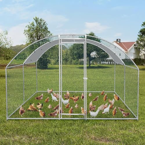 Outvita 13×10 FT Large Metal Chicken Coop Walk-in Poultry Cage | Waterproof & Anti-UV Round Arch Cover and Galvanized Mesh Support Ducks, Rabbits, Hens, Yard, Backyard or Farm Us - size: 156.0"L x 120.0"W x 78.0"H