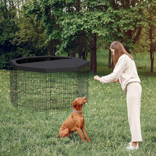Artmalle 36-Inch Dog Playpen with Top Cover, 8-Panel Rustproof Fence | 36-inch rustproof 8-panel dog playpen with fitted top cover, tool-free setup and roomy space for indoor or outdoor use. - style: 24'' x 36'' with Top cover