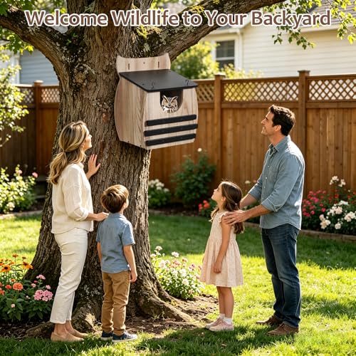Owl House for Outdoors, Large 16.14" Owl Box Wooden Nesting Box for Outside | Weatherproof for Screech, Barred, Barn & Great Horned Owls, Durable Wildlife Shelter Bird House Box with Easy Assembly