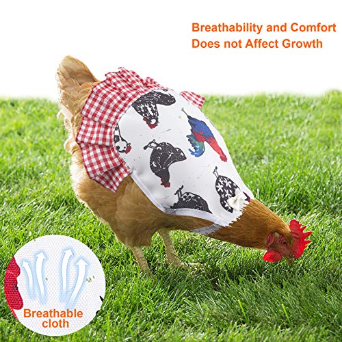 PETKNOWS 3 Pack Chicken Saddles for Hens with Elastic Straps | Cotton Fabric, Feather Protection for Small Medium Large Hens, Wing Elastic Straps, Hen Apron Care Supplies - color: Red White