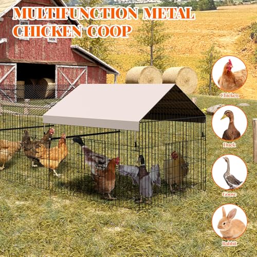 GarveeTech Chicken Coop Metal, 86 Inch & 130 Inch Length Portable Chicken Run with 4-Door, Waterproof & UV Resistant Cover, Large Multi-Pet Outdoor Cage, Duck Houses for Outside Farm Backyard - size: 130"L × 40"W × 40"H