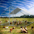 Large Outdoor Metal Chicken Coop Walkin Poultry Cage Hen Run House with Waterproof and Anti-Ultraviolet Cover for Backyard Farm Use (9.8ft*9.8ft*6.5ft)