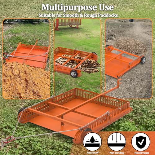 2 in 1 Horse Paddock Cleaner and Trailer | Tow-Behind Trailer Horse Manure Scoop, 2 in 1 Field Cleaner & Scooper for Paddock, Horse Pasture